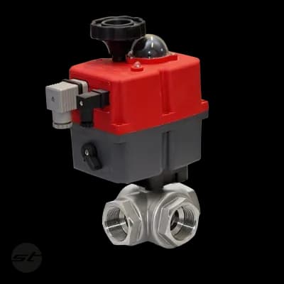 3-Wege-Kugelhahn,   T  , mit Multivolt-E-Antrieb