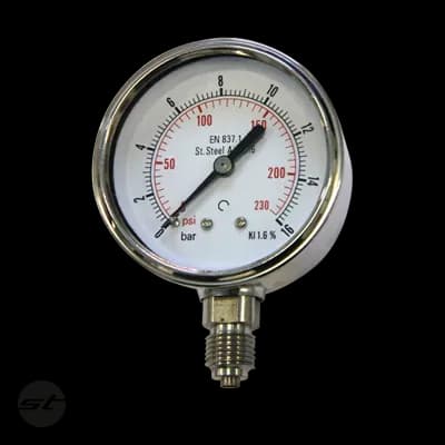 Edelstahlmanometer mit Glyzerinfüllung