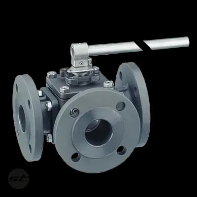 3-Wege-Flanschkugelhahn, f-f-f, Iso-Top, L-Bohrung